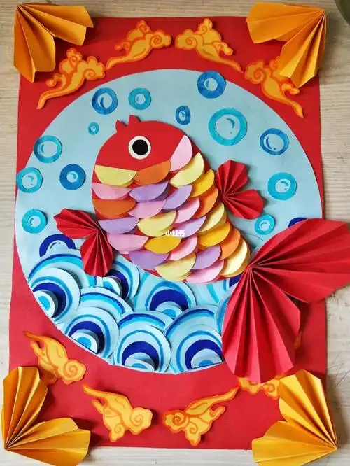 圆形折纸拼贴画