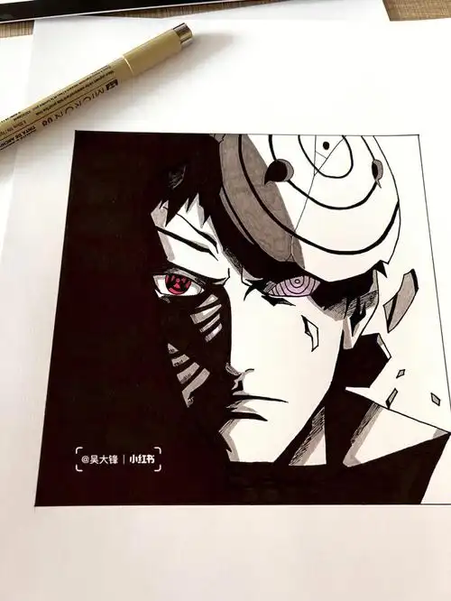 火影忍者  #宇智波带土神威难藏泪 入目皆是琳#手绘  #简笔画教程