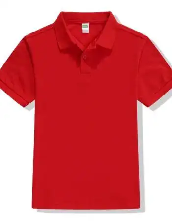 翻领短袖polo衫儿童文化衫定制广告衫小学生聚会t恤班服刺绣logo 红色