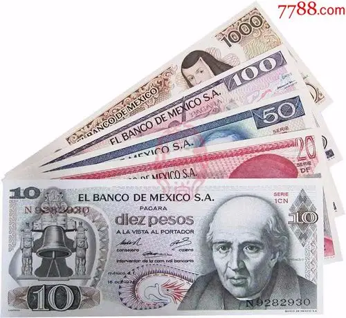 全新墨西哥101000比索5枚纸钞套装名人版美洲外币外国钱币收藏品