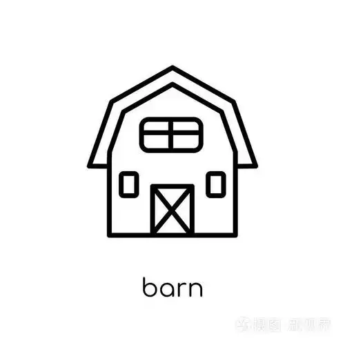 插画 谷仓图标.