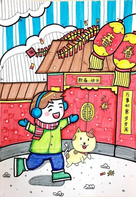 怎么画春节怎么画春节的画
