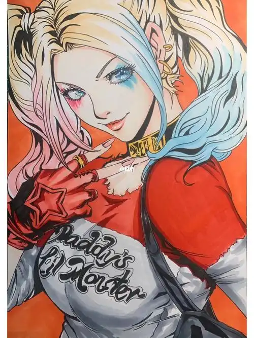 小丑女马克笔手绘