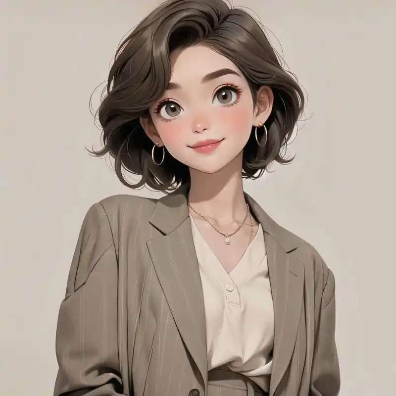 7815复古女生头像之酷飒的短发女生