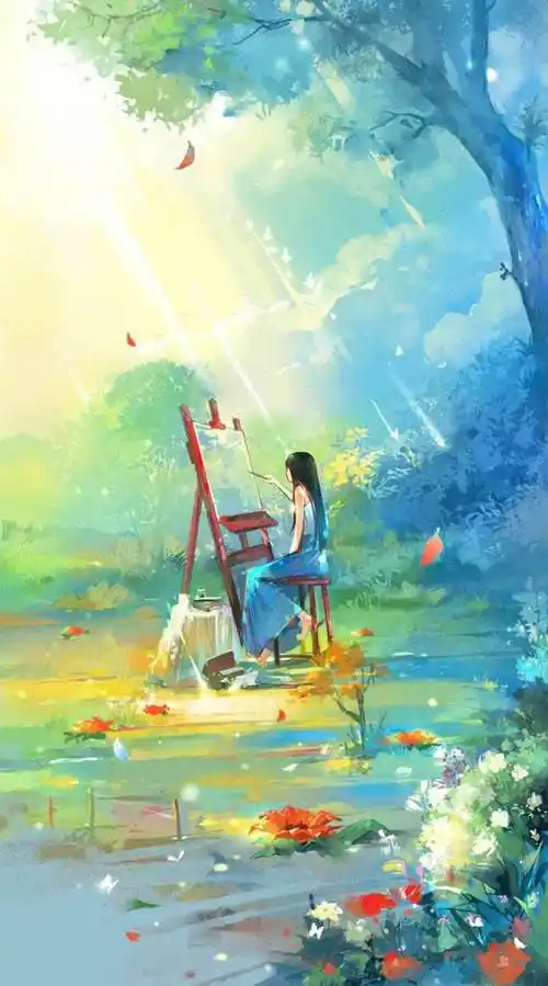 插画风景人物森系手绘水彩涂鸦星空唯美意境背景二次元小清新治愈系