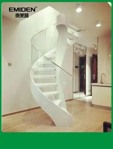 意美登复式卷板旋转楼梯玻璃扶手旋转楼梯定制