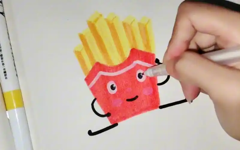 卡通简笔画|丙烯马克笔手绘小薯条