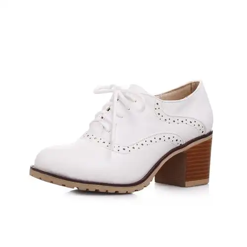 舒适粗跟新款系带单鞋整体款式