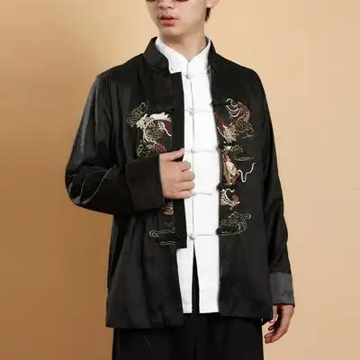 中式服装春秋唐装高档休闲上衣男装外套 男士长袖上衣精品彩龙男