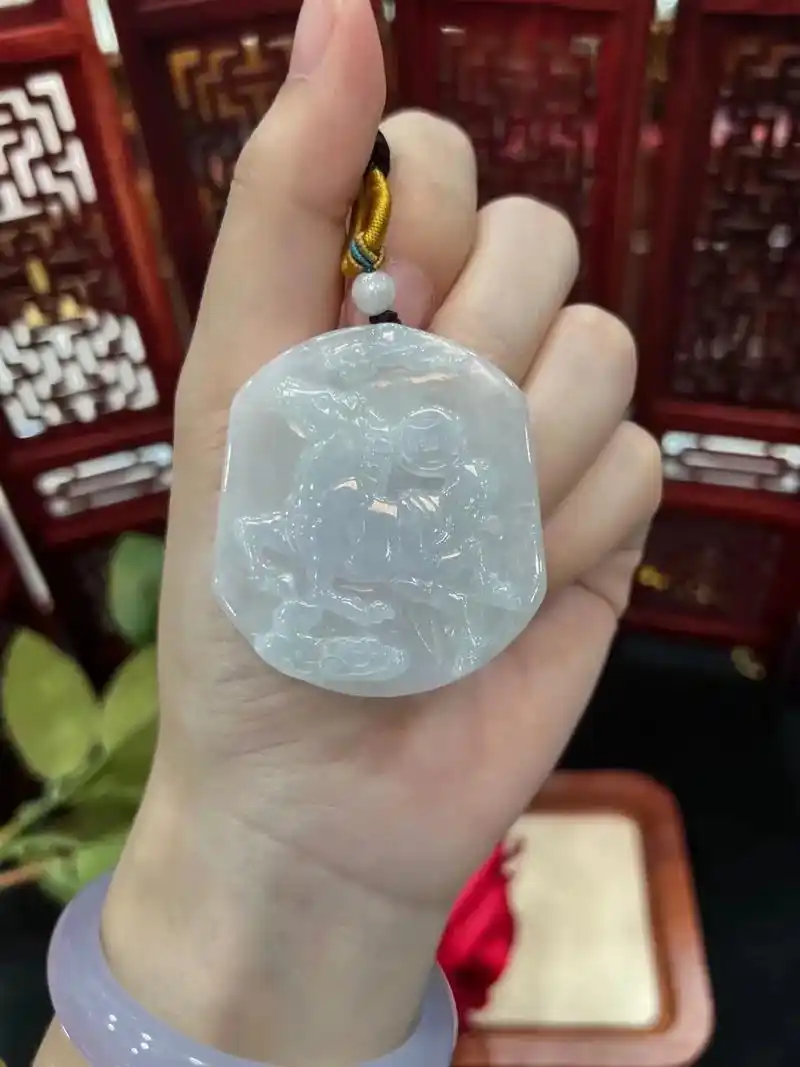 天然翡翠a货男士吊坠一图一物 带证书