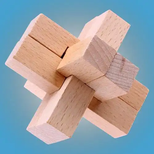 六通 榉木孔明锁 成人学生 益智玩具解锁拆装鲁班锁 六根一件代发