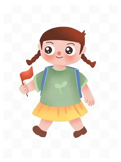 卡通可爱手绘小清新背书包上学的小孩儿童