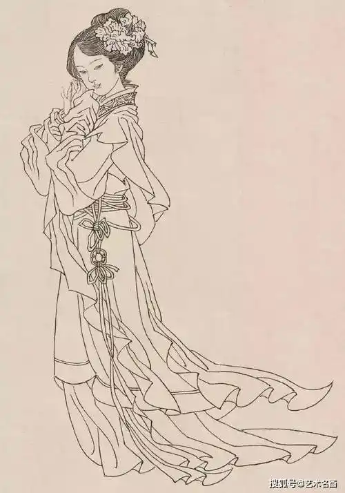 白描仕女图,细腻柔美,形象生动|艺术名画_作品_情感_细节