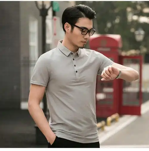 汤河之家 新款男士短袖t恤夏季薄款中年休闲上衣半袖衣服体恤衫夏装