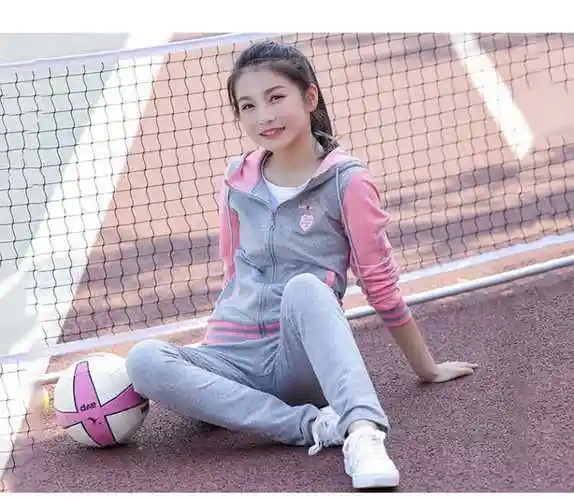 f少女秋装套装女中学生女装休闲运动套装初中生运动服卫衣两件套装