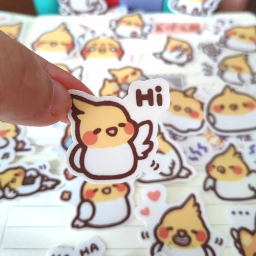 可爱的玄凤鹦鹉表情包 手帐贴纸手账卡通粘贴素材防水ins风小贴画