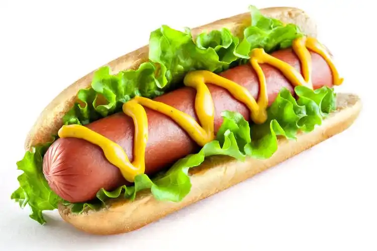 白底大香肠沙拉热狗
