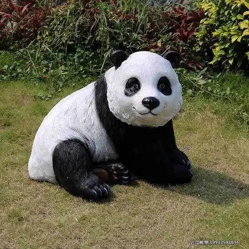 玻璃钢仿真大熊猫雕塑 绿地草坪动物装饰摆件