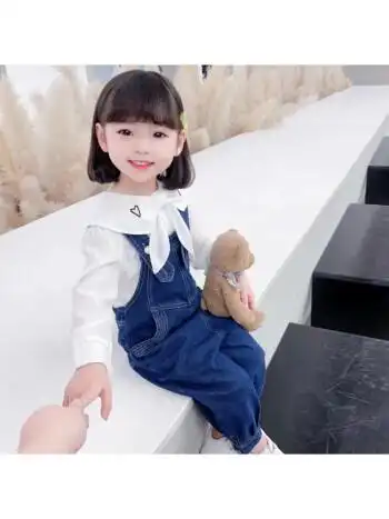 梦莲湖三四岁小女孩秋装1一3周岁半女童春秋衣服女宝宝衬衫背带裤两件