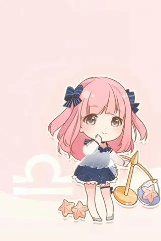 超萌可爱动漫二次元少女天秤座手机星座壁纸
