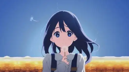 小女孩单手拿着蒲公英动漫壁纸