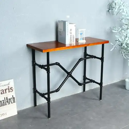 长条桌批发 酒店餐厅地摊夜市摆摊水管桌 铁艺实木玄关桌