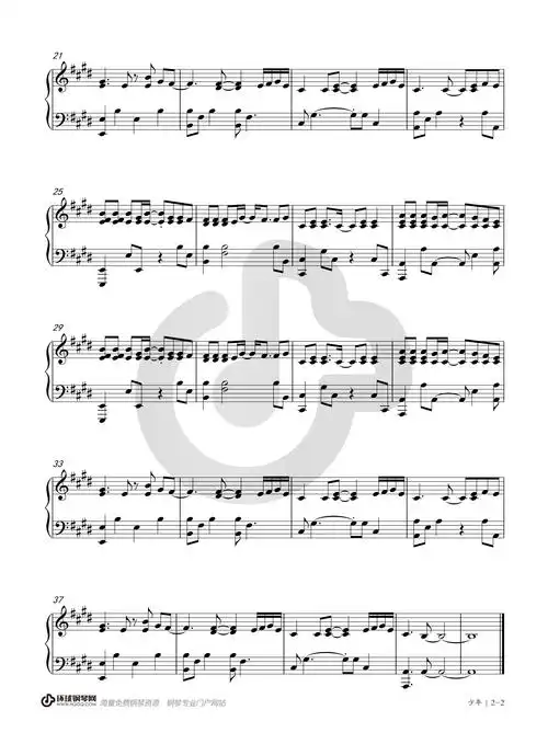 少年—梦然(2020年抖音热曲)钢琴谱-环球钢琴网