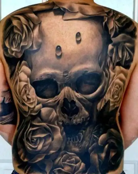 潮流满背骷髅纹身图案