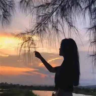背影头像女伤感夕阳