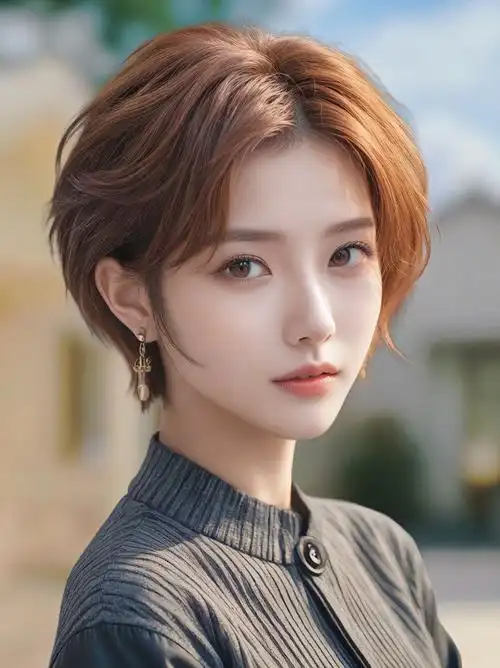 这款短发蓬松,又有层次感.适合脸大的妹妹