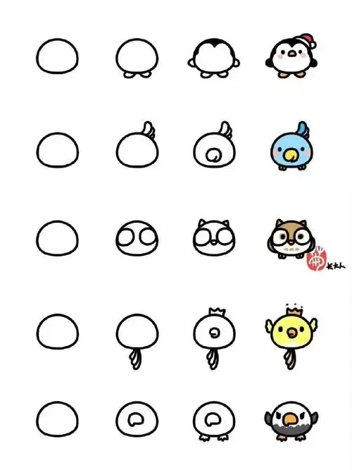 用一个圆画出可可爱爱的小动物