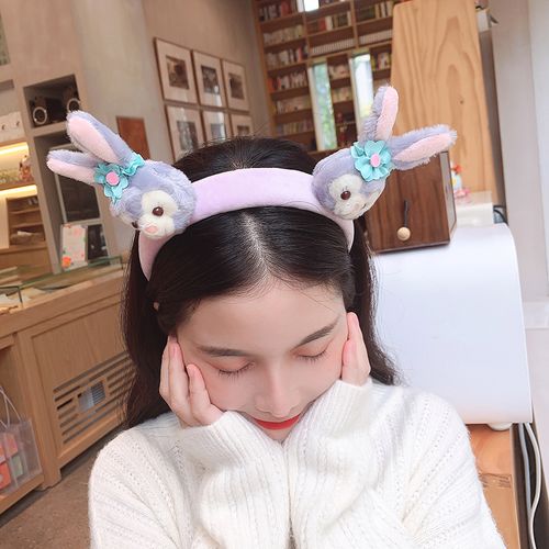 可爱兔子发箍夹子头饰日系网红洗脸超萌卡通毛绒兔耳朵女头箍发卡