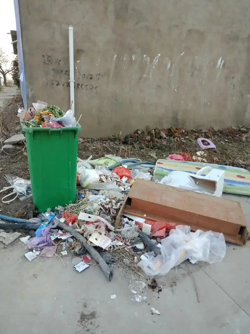 忠陈村的村貌垃圾满地都是没人清理