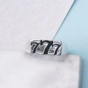 泰银坊 s925纯银戒指 复古朋克罗马数字7指环 个性男女银饰食指戒