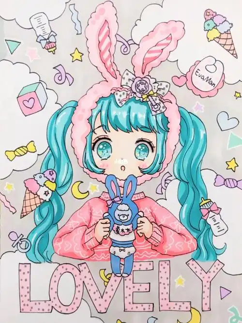 马克笔手绘甜美女孩系列