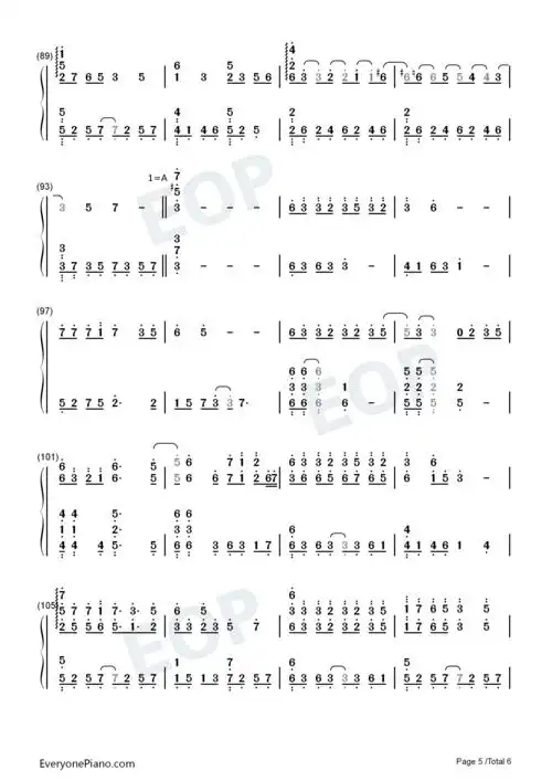 凉凉-完美版双手简谱预览5