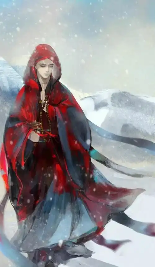 古风和尚插画花开生两面人生佛魔间