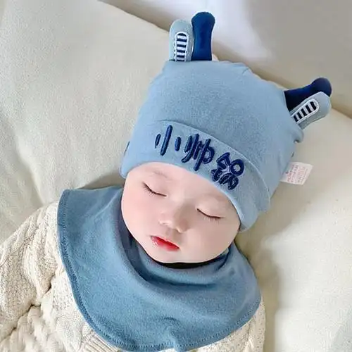 婴儿帽子春秋薄款婴幼儿初生男宝宝纯棉胎帽宝宝帽子可爱护囟帽