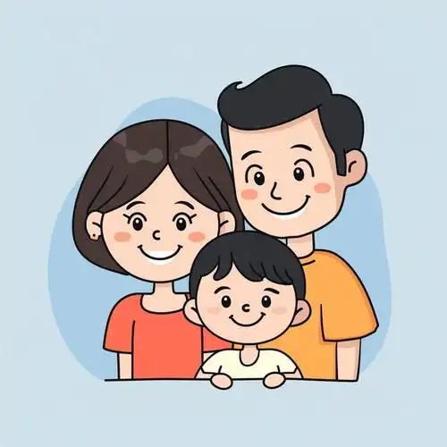 亲子头像|一家三口超萌简笔画亲子头像