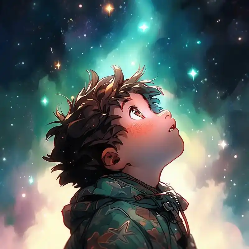 抬头仰望天空男生动漫头像 - 抖音