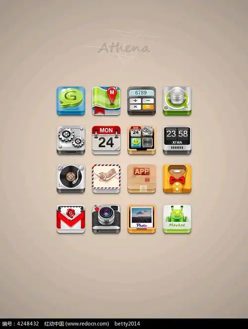 手机桌面3d效果方形图标