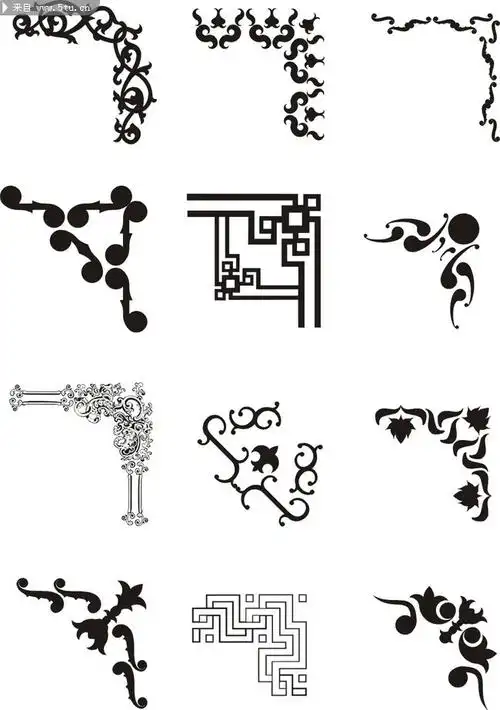 矢量花边角边图形