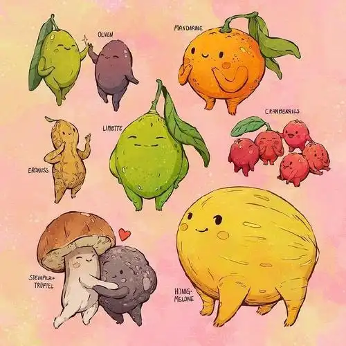 插画师 johanna puhl 的果蔬拟人插画.#遇见艺术##插画