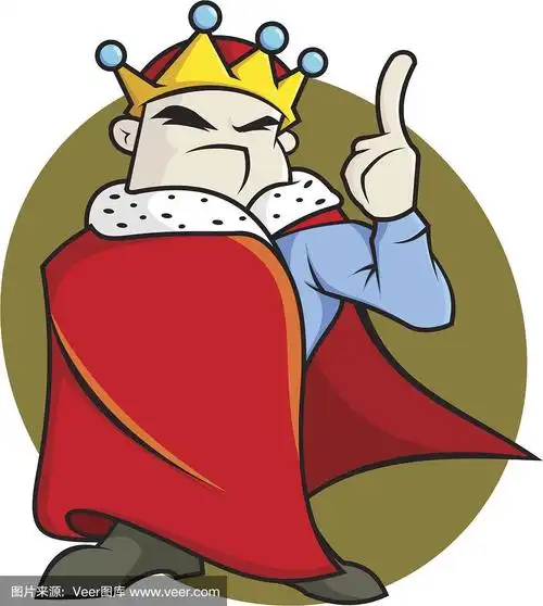高贵的国王在红斗篷卡通人物