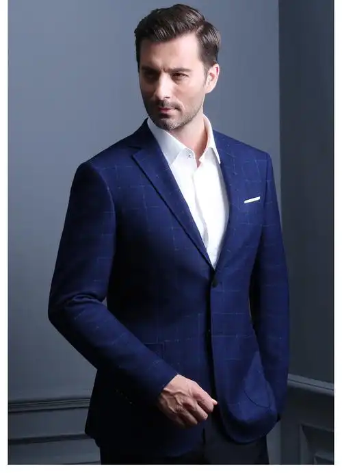 春秋季新款中年男士商务西服韩版修身便西蓝色西装外套edxbh6223