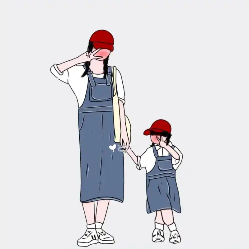 母子母女三人头像可爱专属头像 我也不想那么累啊 可是她喊我妈妈诶