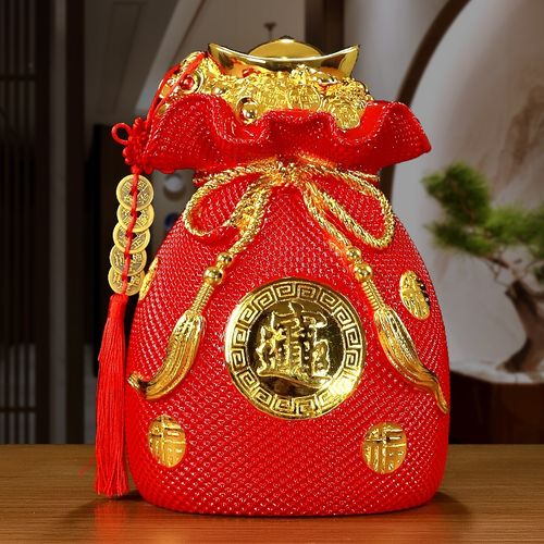金钱袋摆件存储钱罐p客厅酒柜电视柜玄关工艺饰品创意礼品存钱袋