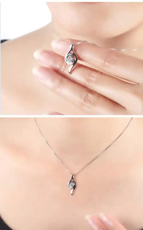 戴欧妮18k白金钻石吊坠短女款单钻克拉钻裸钻定制铂金情牵(30分(新加)