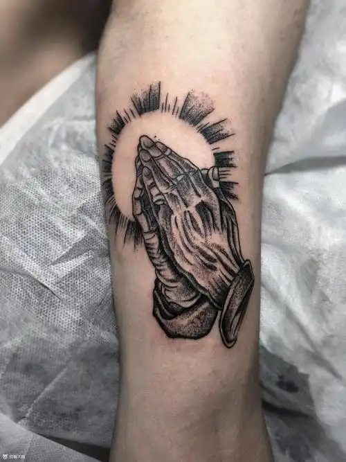 祈祷之手《旺师傅小作》_纹身图案手稿图片_高辛的纹身作品集