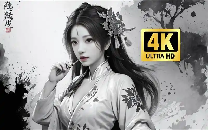 【武墨】水墨画疏窗,孤影淡潇湘——ai美少女,每一张都是高清壁纸!